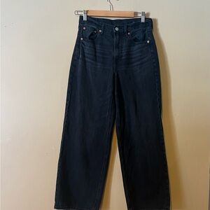 American Eagle Women's Size 8 High Waist Wide Leg Black Denim Jeans